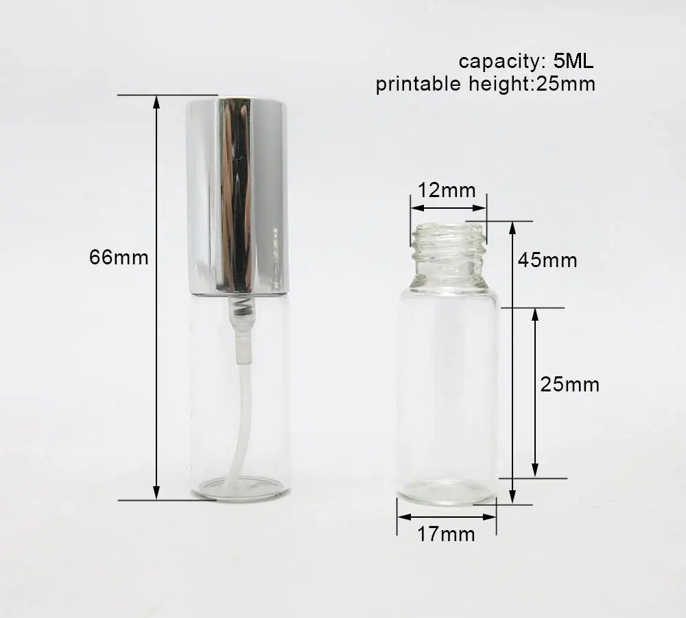

24 x 5ml Refillable Empty Transparent Clear Glass Perfume Bottle With Gold Silver Sprayer 1/6oz Parfum Atomizer Fragrance