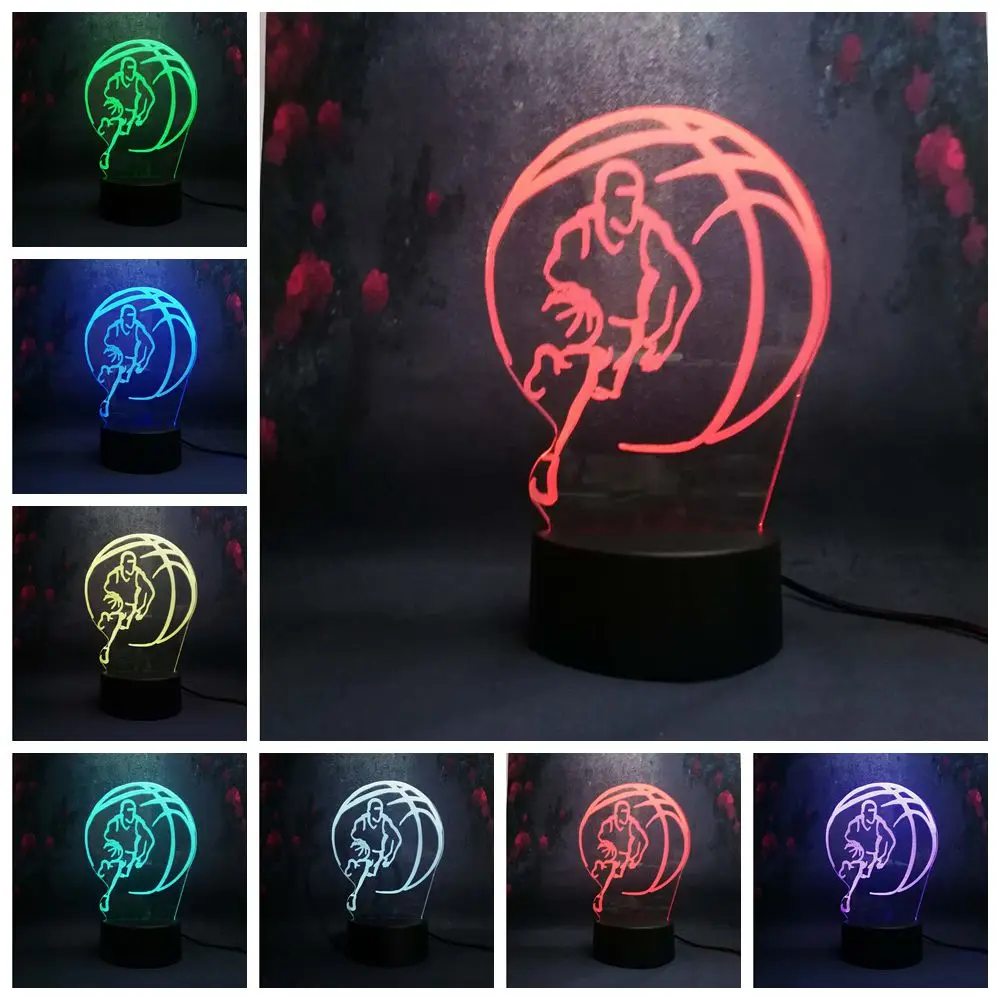 Захватывающие спортивные баскетбольные RGB светодиодные лампы 3D ночник