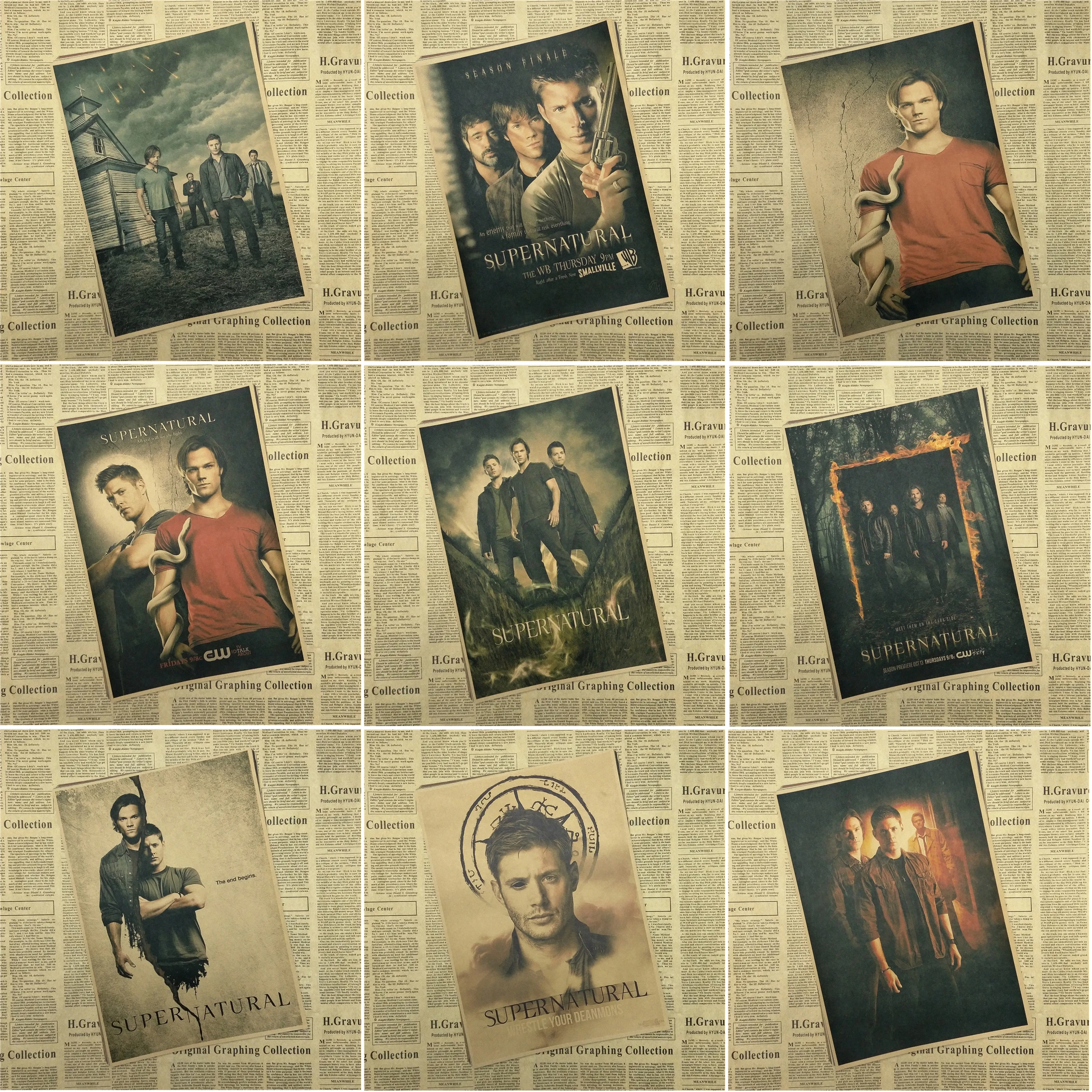 Сверхъестественное украшение для дома SPN Jensen Ackles Misha Jones крафт фильм Ретро плакат