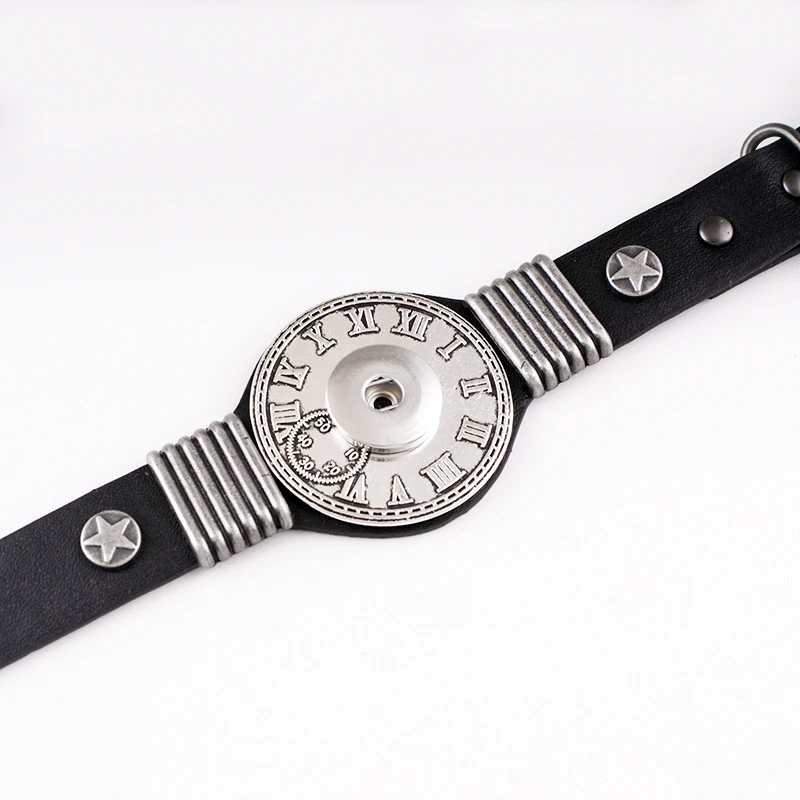 New punk leather Army Air force Vintage Metal 18mm snap button bracelet For Men Jewelry Free shipping MB1588