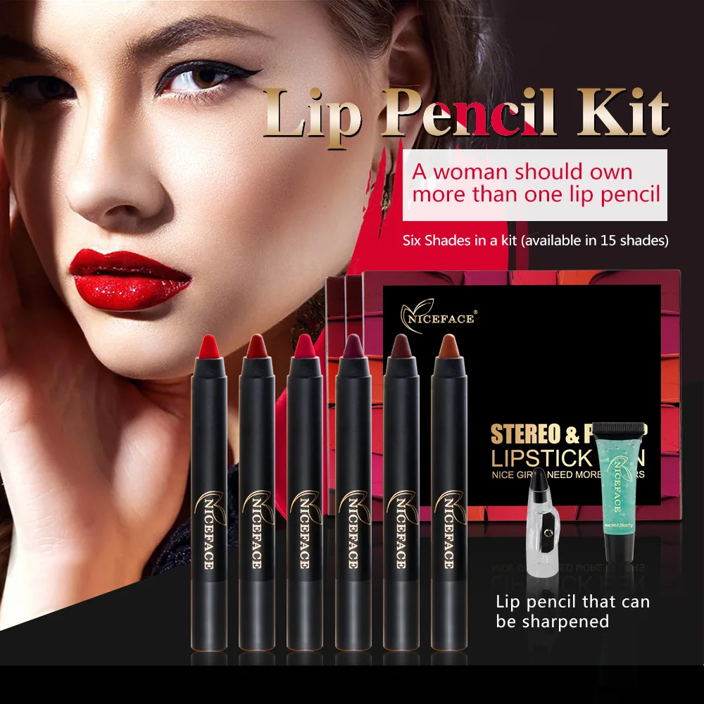 2018 set nice face lasting lipstick glue + makeup remover gel pencil-sharpener does not touch the cup fade | Красота и здоровье