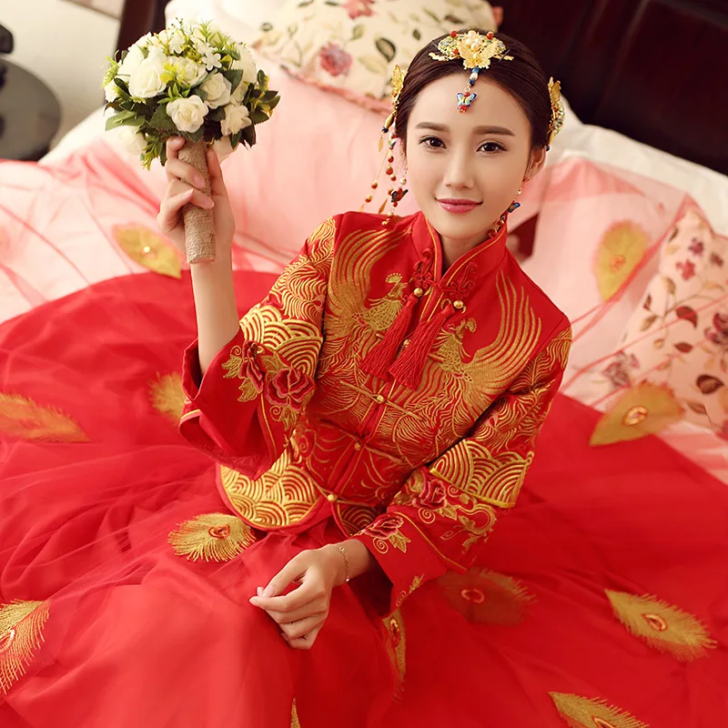 Модное современное китайское свадебное платье Qipao Китайские Восточные платья