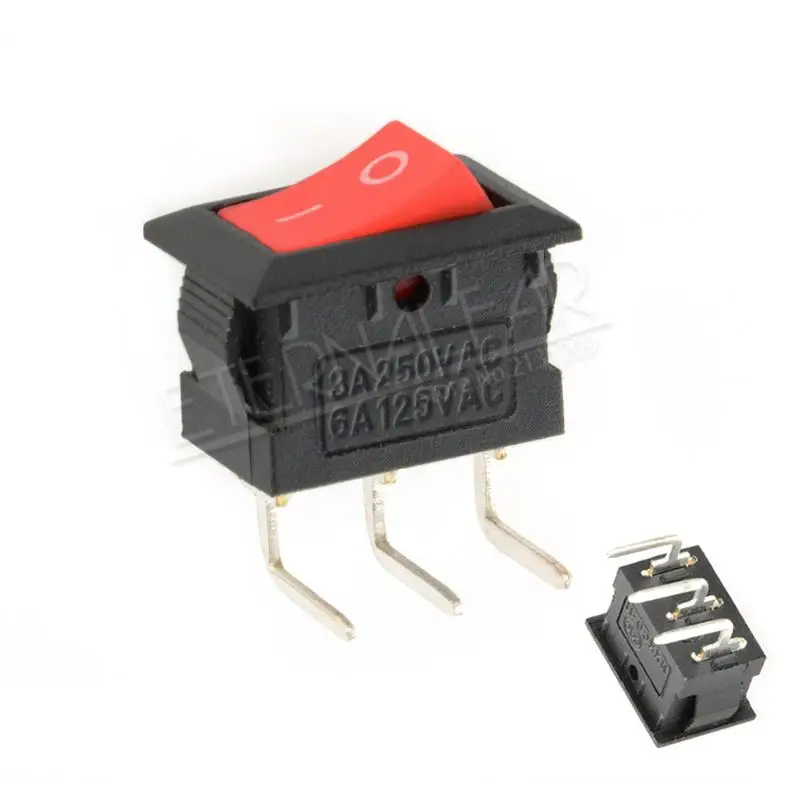 KCD11-Red-3J2D-W KCD11-101 кнопочный переключатель 10x15 мм SPST 2Pin 3Pin 3A 250V 6A KCD11 оснастка вкл/Выкл Лодка кулисный переключатель 10 мм* 15 мм черный красный белый - Color: KCD11-Red-3J2D-W