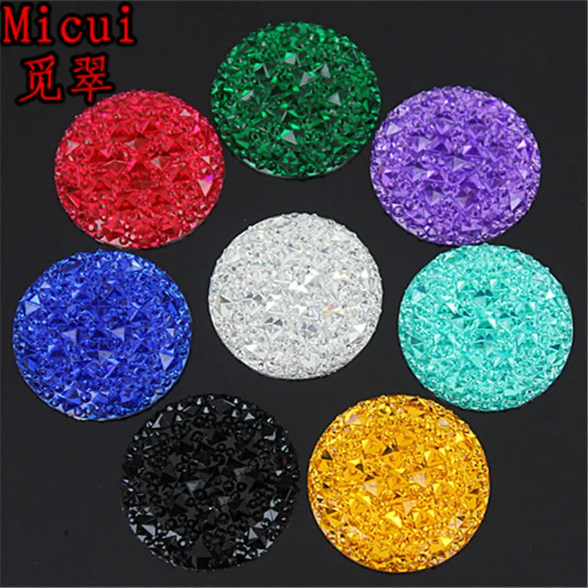 Micui 20 шт 35 мм круглые стразы из смолы Аппликация Кристалл и камни плоская задняя