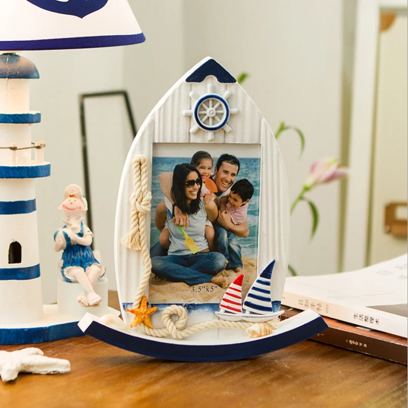 Винтажная 5 дюймовая деревянная семейная фоторамка в виде руля художественный