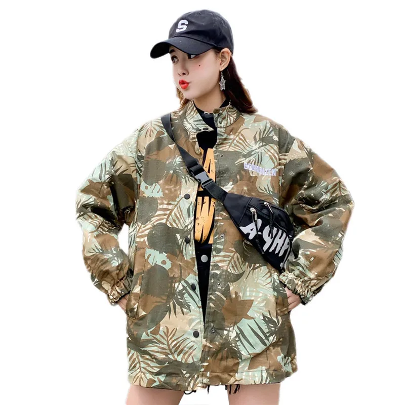 Женское пальто свободного покроя камуфляжная куртка Harajuku двусторонняя верхняя