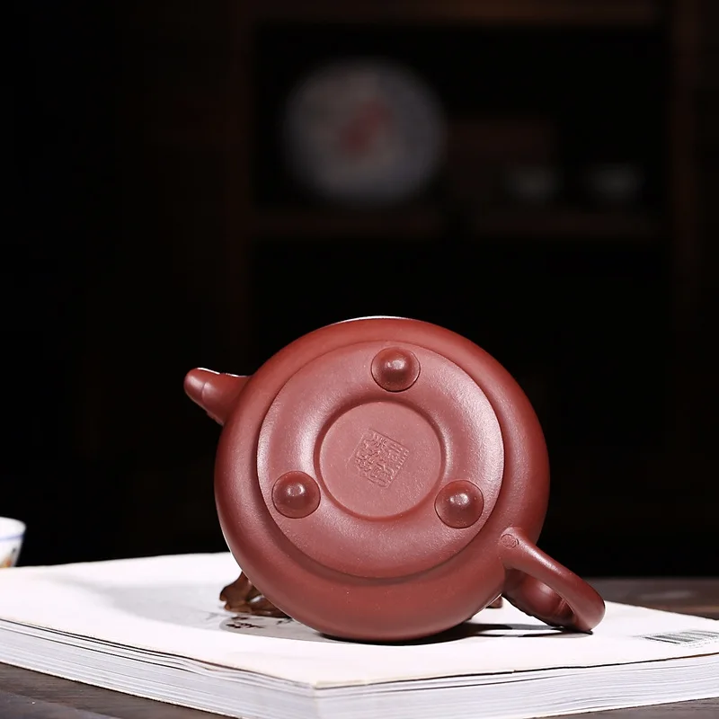 

300ml Authentic Yixing Purple Clay Teapot Drinkware Famous Handmade Relief Dragon Pot Zisha Pots Tea Kettle Household Decoration