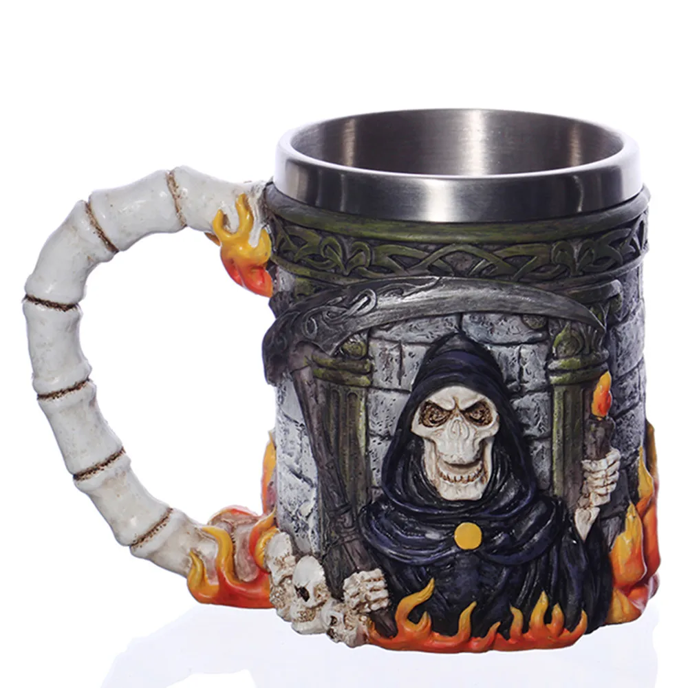 Готическая 3D кружка в виде черепа из полимерной нержавеющей стали для кофе чая