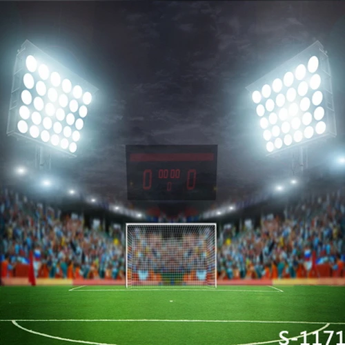 

8x8FT Custom Photography Backgrounds Studio Backdrops Spots Light Football Soccer Field Stadium Score Board Kids Vinyl 10x10