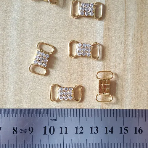 Golden CJSIR 10 шт. горный хрусталь кристалл Соединительные элементы для бикини застежки пряжки металлическая цепь для плавания одежда украшения для бикини - Цвет: Golden
