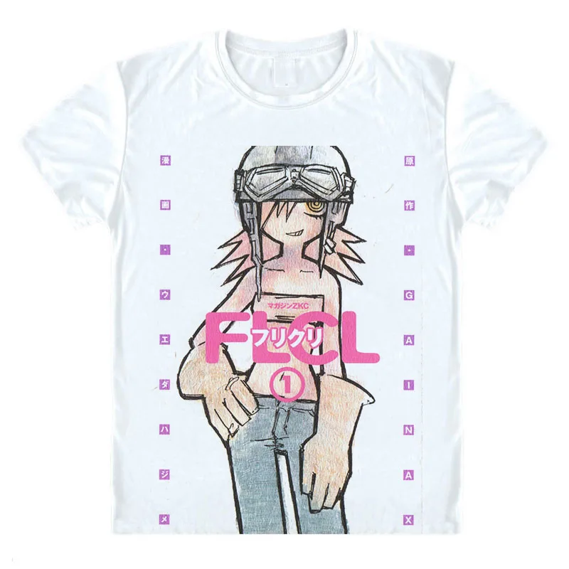 Аниме Fooly овевает футболка FLCL Наота Mamimi мультфильм короткий рукав футболка уникальный дизайн прекрасный влюбленных Одежда