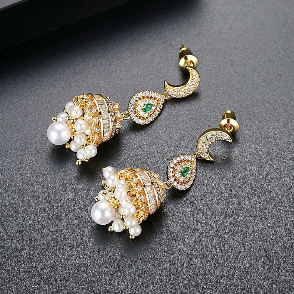 Bohemia Jewelry Charming Simulated Pearl Earrings Vintage Style Female Gold Color Drop Dangle for Bride Wedding Party | Украшения и