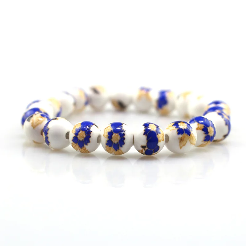 2019 винтажный женский браслет из синего фарфора керамический 8 мм с одной
