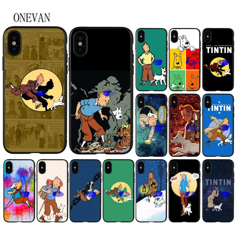 Advanture of tintin мультфильм черный мягкий чехол для телефона iPhone 7 8 6 6S Plus X XS MAX 5 5S SE XR