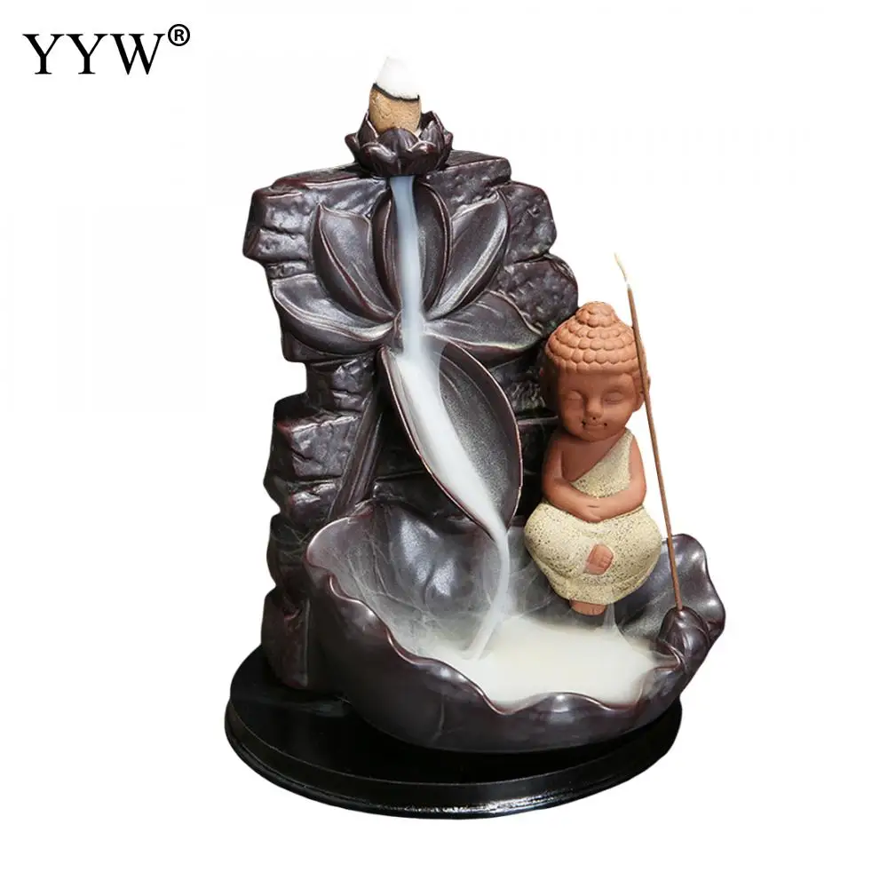 

Ceramic Incense Stick Burner Smoke Waterfall Backflow Incense Cones Holder Buddhist Home Decor Aroma Censer Send 10pcs Cones