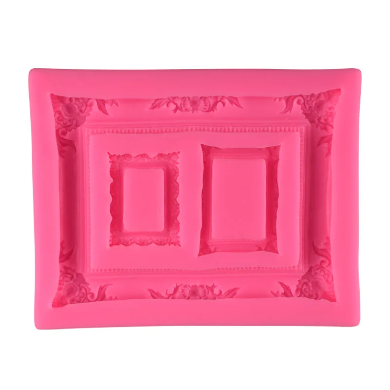 3 даже большая Ретро рельефная зеркальная рамка силиконовые формы 3D шоколадные