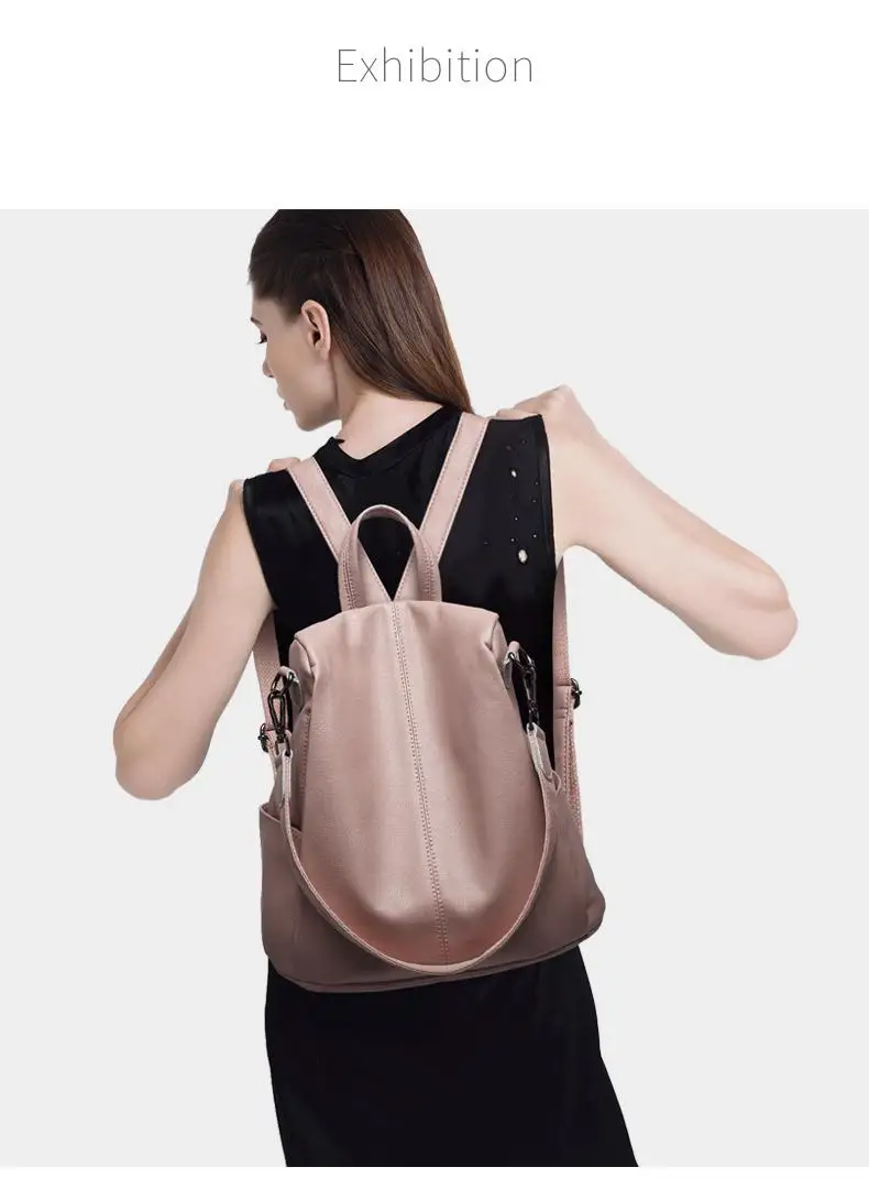 Рюкзак из овечьей кожи с защитой от кражи Mochila, дорожная сумка, Женская Повседневная модная школьная сумка на плечо