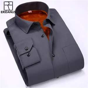 2017 новое поступление мужская зимняя теплая рубашка модная однотонная с длинным рукавом Плотная хлопковая оксфордская повседневная мужская рубашка M619