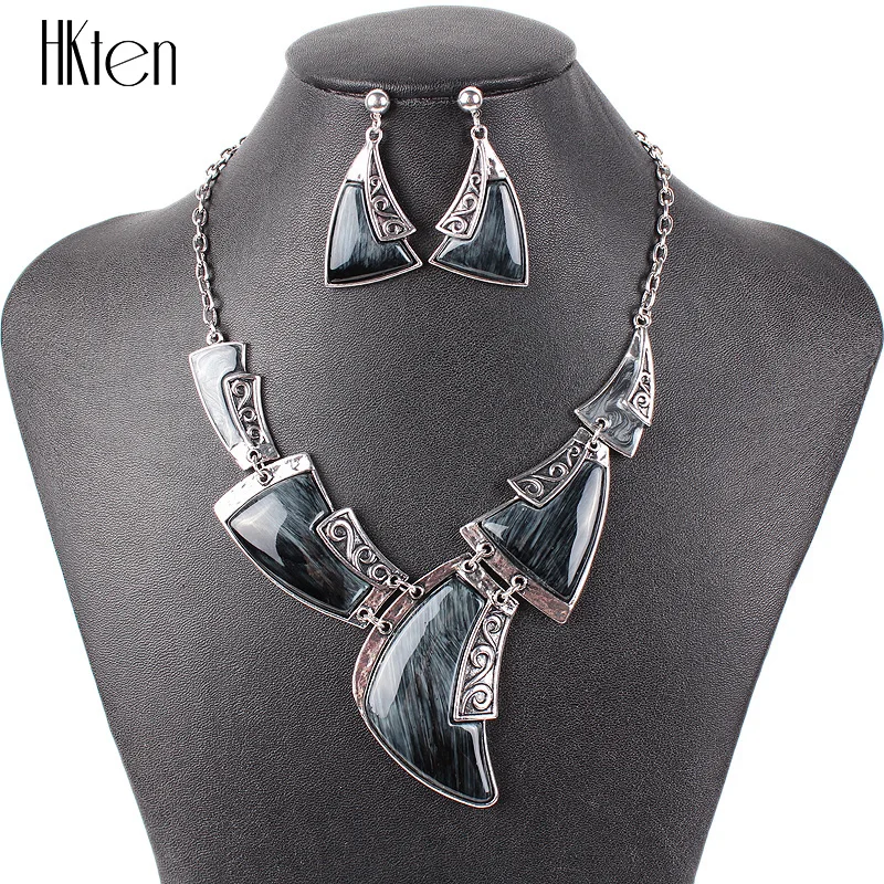 MS20708 модный брендовый комплект ювелирных изделий античное посеребренное красное