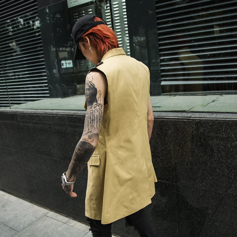 Men's Vest 2019 Fashionable Casual Punk Style Solid Single Breasted Night Club Evening Derss Costume Waistcoat Male | Мужская одежда