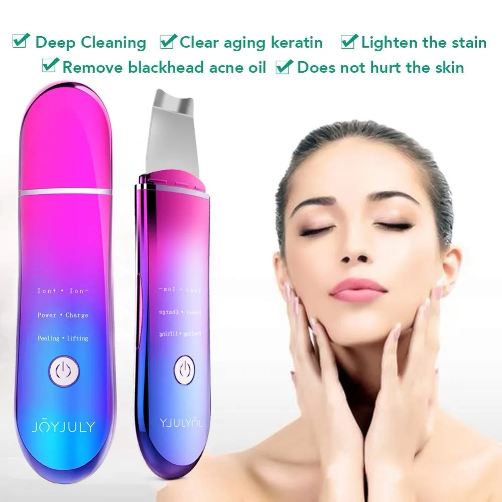 Professional Ultrasonic Facial Skin Scrubber Ion Deep Face Cleaning Peeling Rechargeable Care Device Beauty Instrument 42 | Красота и