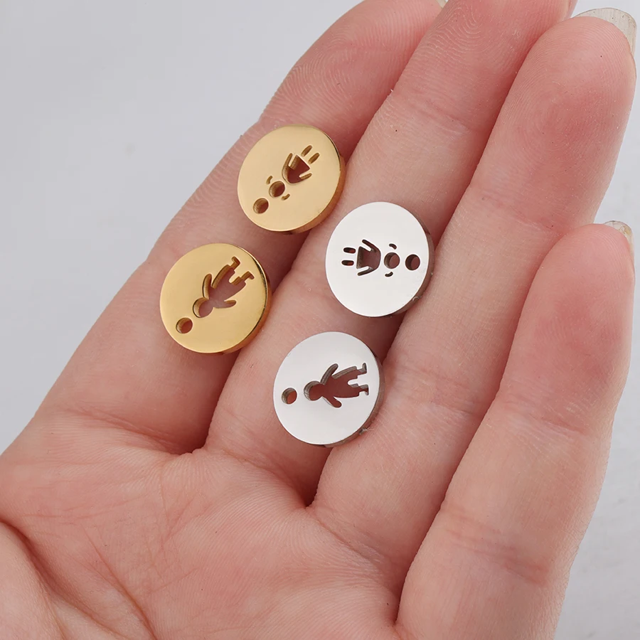 Fnixtar круглый полый маленький мальчик и фотоподвеска из нержавеющей стали с