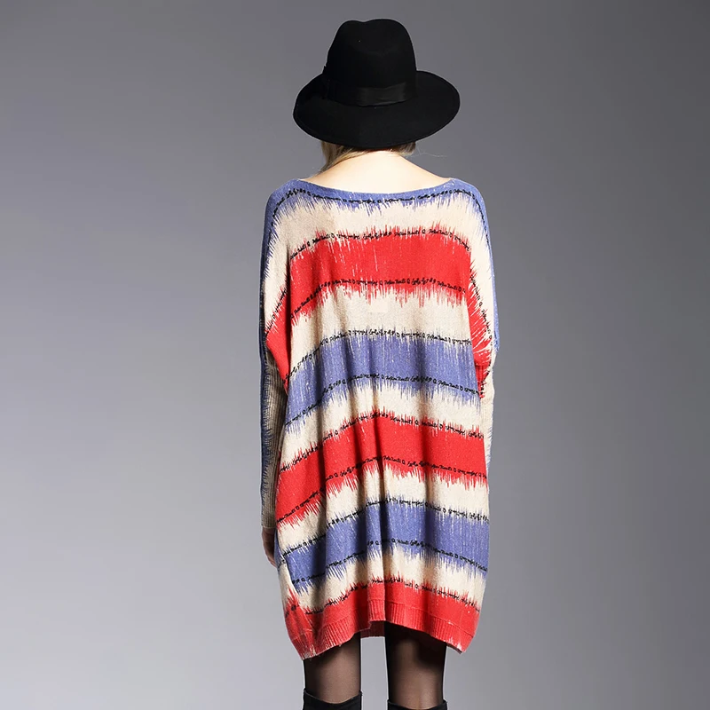 XIKOI для женщин свитеры Oversize в полоску с принтом Slash средства ухода за кожей Шеи