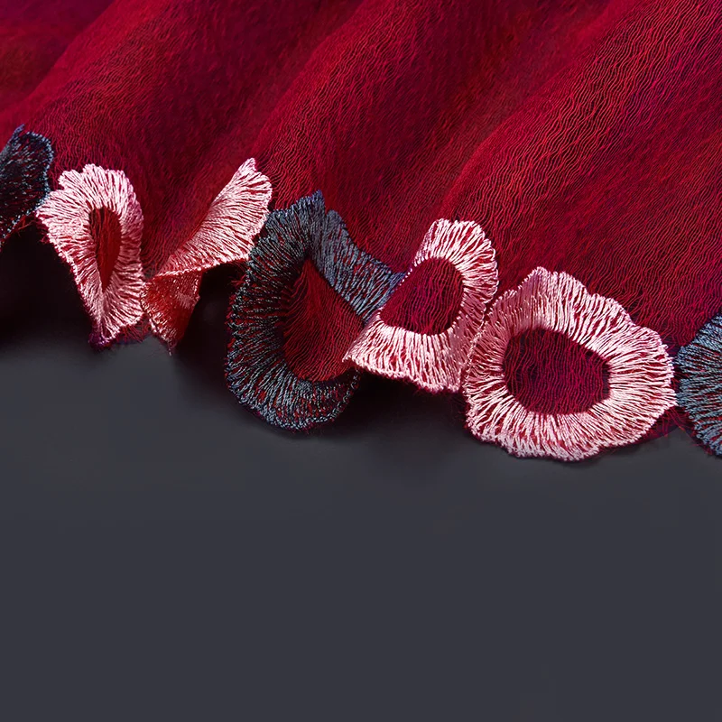 

Women Silk Wool Blending Scarf 2021 Brand Shawls and Wraps for Ladies Wedding CeremonyEmbroidery Chiffon Silk Scarves