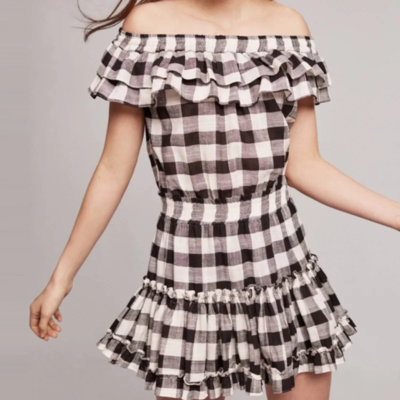 Радость душу населения женщины dress рукавов плиссированные vestidos slash шеи летние