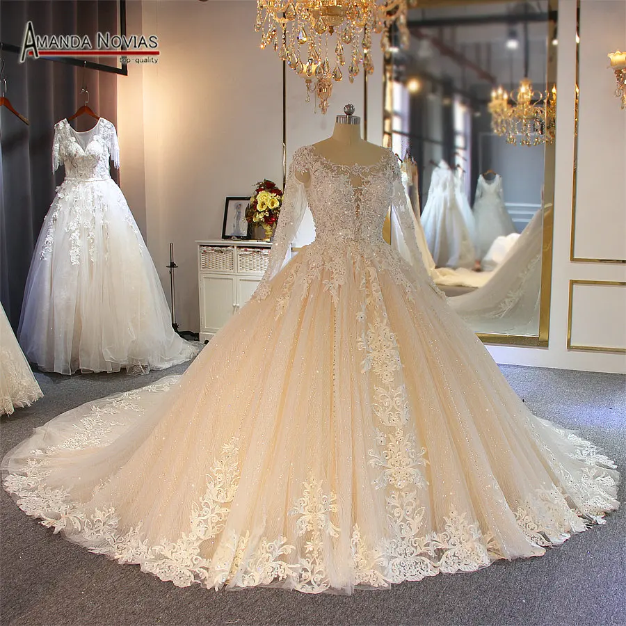 Роскошные свадебное платье с длинными рукавами Аманда novias Топ брендовые свадебные платье