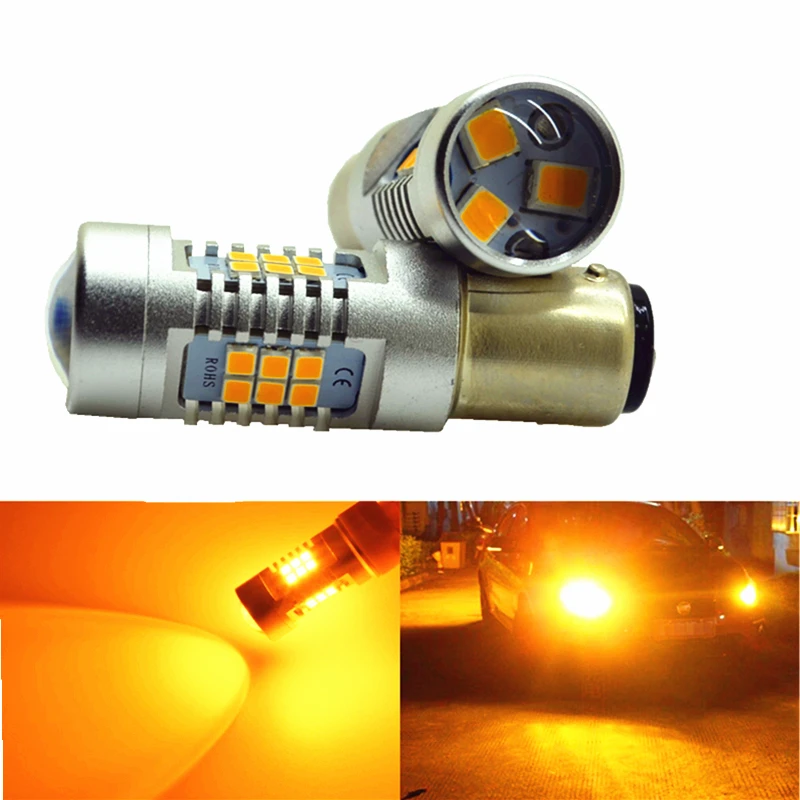 Фото 2x супер яркие S25 1156 21 SMD LED BA15S P21W автомобильные сигнальные светодиодные фонари заднего хода Белый Желтый 12В 24В авто светодиодные лампы №2