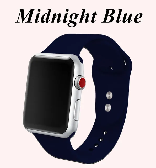 navy blue Спортивный силиконовый ремешок для iwatch серии 4321 Apple Watch Band мягкий силиконовый дышащий сменный ремешок 40 мм 42 мм 38 мм 44 мм - Цвет ремешка: navy blue