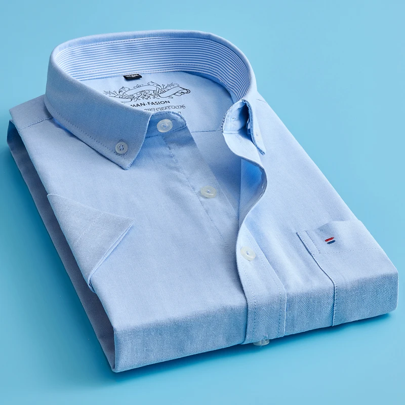 Мужская Однотонная рубашка из ткани Оксфорд повседневная классическая с