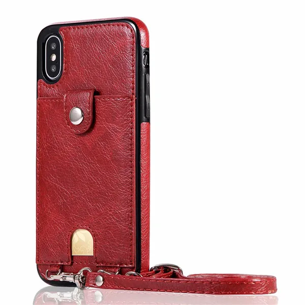 Красный Чехол через плечо из искусственной кожи для samsung Galaxy S10 lite S9 S8 plus S7 edge note 9 8 чехол для телефона с отделением для карт и ремешком - Цвет: Красный