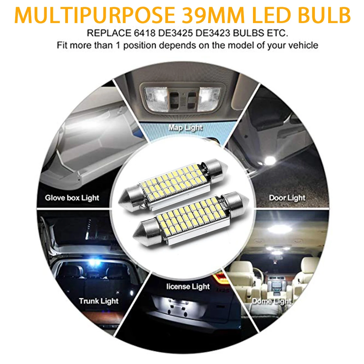 2 шт. 31 мм 36 39 41 C5W C10W 18 27 30 33 SMD 3014 Светодиодная гирлянсветильник CANBUS без ошибок