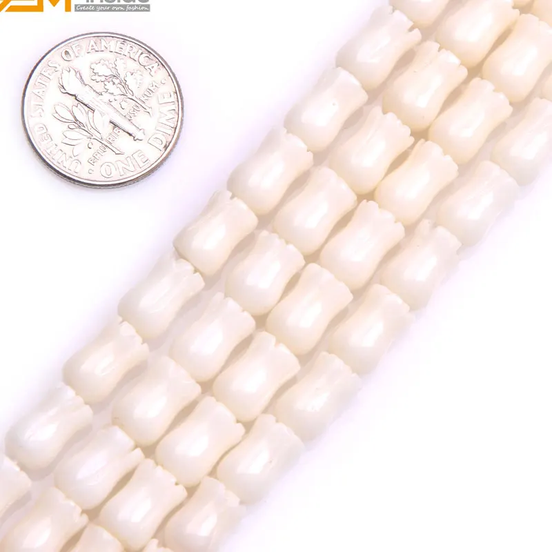 

Gem-inside Natural White Tulip Style Sculpture Coral Beads For Jewelry Making 6x9mm 15inches DIY Jewellery