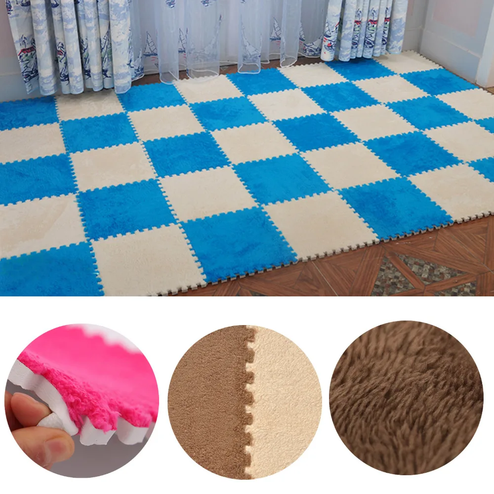 Мягкие бархатные коврики 8 шт. теплые пазлы для ползания мягкие плюшевые тканевые
