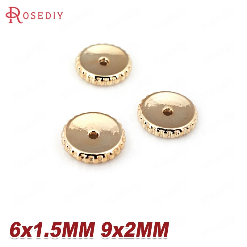 20 шт 6x1 5 MM 9x2 мм 24K Шампань золото Цвет покрытием Медные Бусины разделители бусины