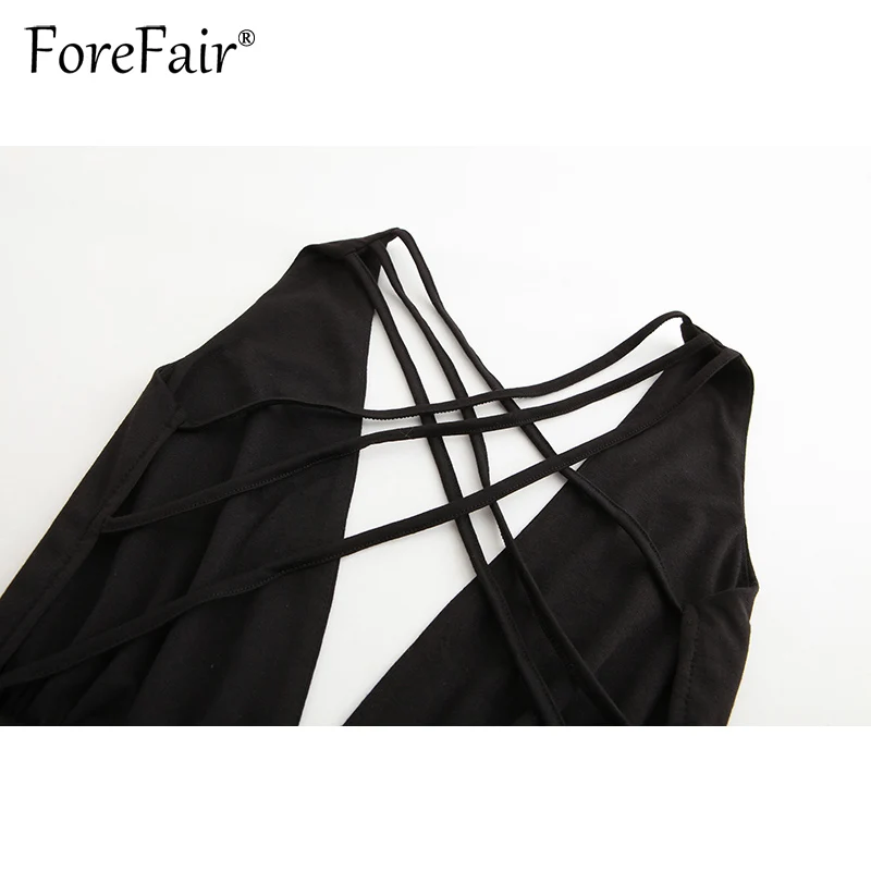 Женское Клубное платье с лямкой на шее Forefair черное облегающее вечернее
