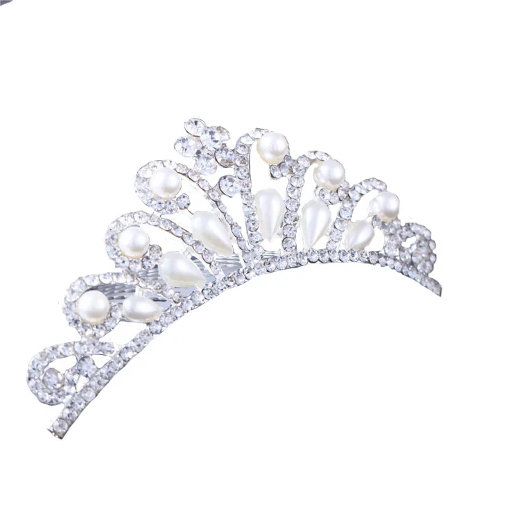 Primera Comunion Regalos Diademas Para Bebe Корона лентой с украшением в виде кристаллов Тиара на