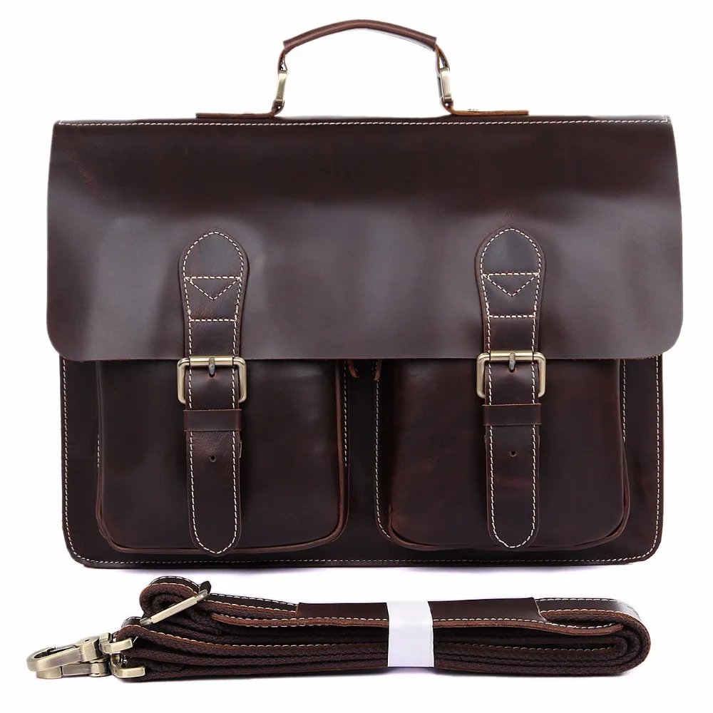 Мужская сумка J.M.D блестящая из коровьей кожи для ноутбука 7105Q 1|leather man bags|shoulder bags for