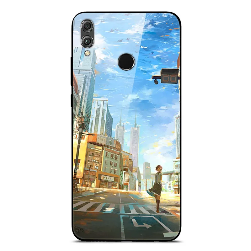 Чехол из закаленного стекла для huawei Honor 8X, чехол из жесткого поликарбоната, задняя крышка для телефона huawei Honor 8X, чехол, 8 X Honor8X, силиконовый бампер