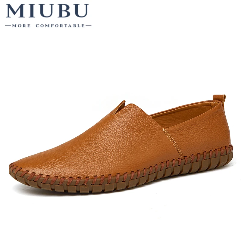

MIUBU Men Casual Driving Shoes Men Leather Loafers Shoes Fashion Handmade Soft Breathable Moccasins Flats Slipe on Footwear