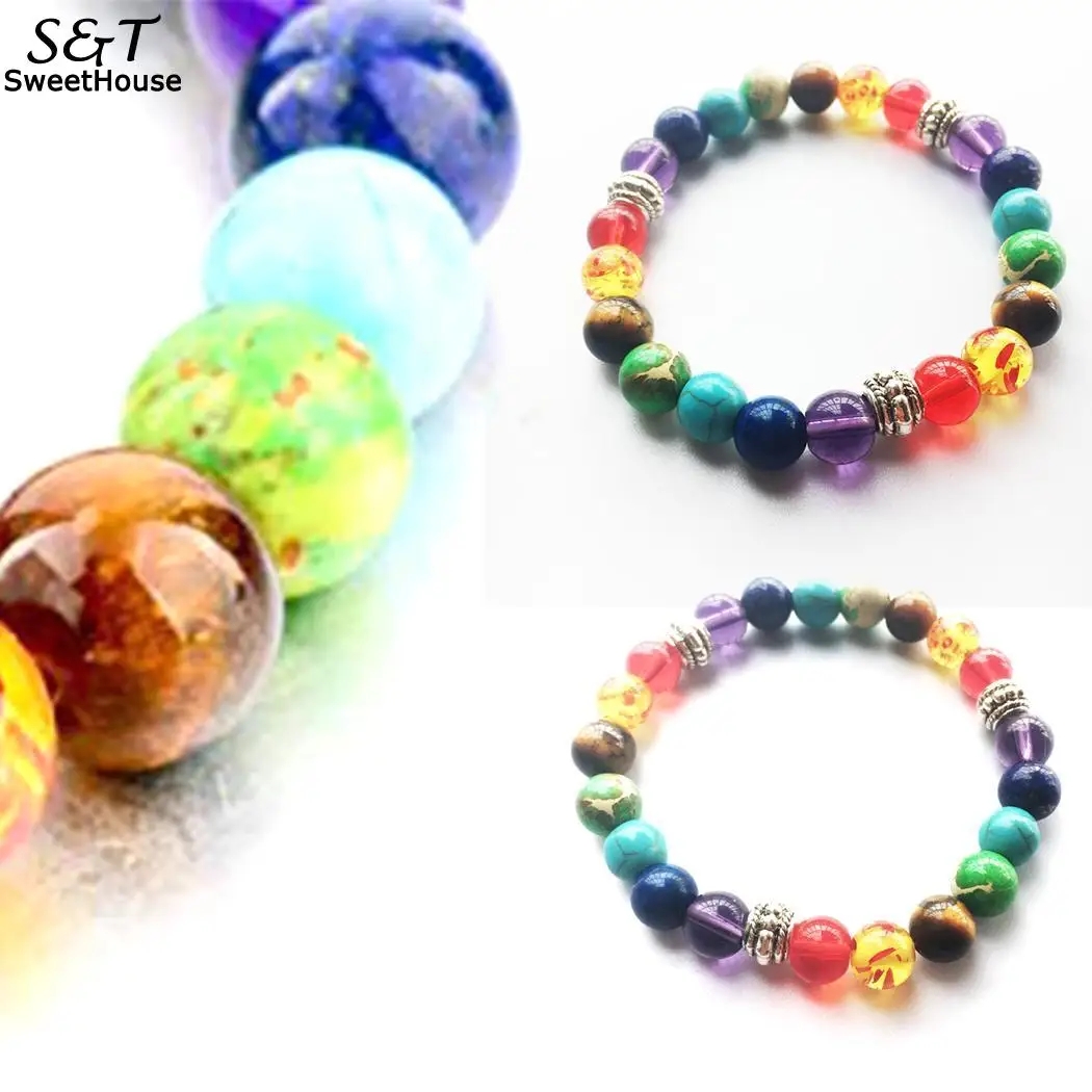 Новый женский браслет с бисером модный разноцветный камень повседневный