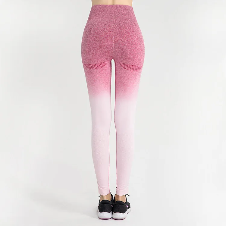 Pink-white Акула женщин Омбре укороченные бесшовные с длинным рукавом короткий топ женщин рубашки для тренировки для женщин спортивные топы женщин тренажерный зал - Цвет: Pink-white