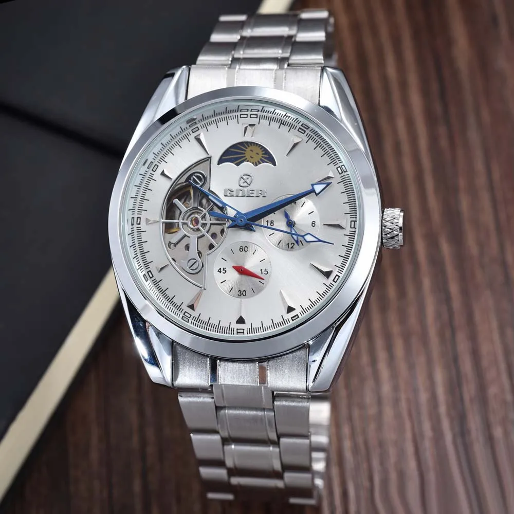 Новые мужские механические наручные часы люксовый бренд Tourbillon автоматические Moon