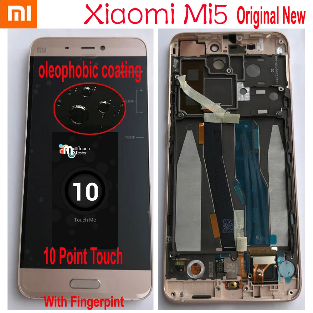Оригинальный Новый ЖК дисплей Xiaomi 5 Mi Mi5 M5 с отпечатком пальца 10 Сенсорная панель