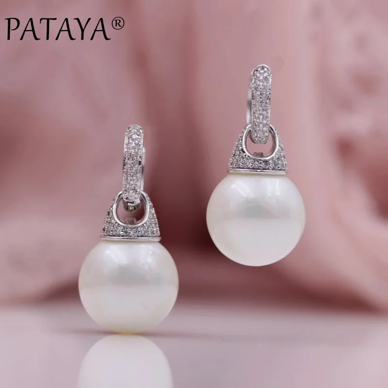 True Platinum PATAYA, новинка, микро-воск, инкрустация, натуральный циркон, 585, розовое золото, ракушка, жемчуг, многофункциональные свисающие серьги, Женские Ювелирные изделия для свадебной вечеринки - Окраска металла: True Platinum