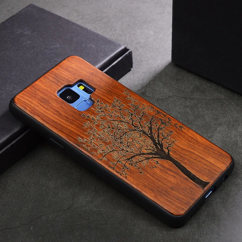 TPU Wood Чехол для телефона Rejaski из бамбукового дерева s для samsung Galaxy S9 Plus God Totem Wolf Ретро деревянный чехол для телефона samsung Galaxy Note 8 9 чехол - Цвет: TPU Wood
