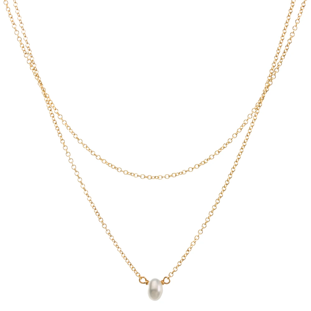 Невесты жемчужные двойной цепи Цепочки и ожерелья Золото Цвет кулон ключицы моде